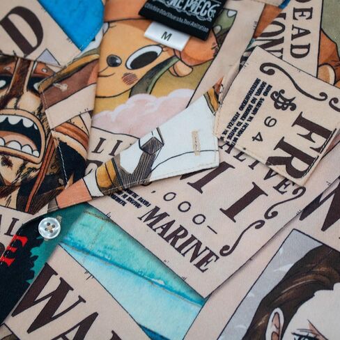Ripple Junction One Piece One Men Men Shirt Button Down Shirt Straw Hat Hat Pirates Bounty Pounty Anime مرخص رسميًا رسميًا in Saudi Arabia