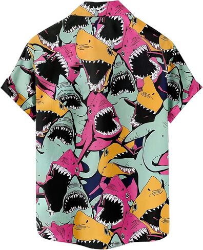Men's Hawaiian Shirt Button Down Funny Printed Casual Short Sleeve Summer Beach Shirts in Saudi Arabia