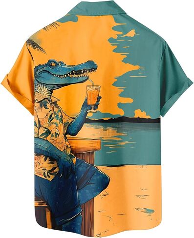 Men's Hawaiian Shirt Button Down Funny Printed Casual Short Sleeve Summer Beach Shirts in Saudi Arabia