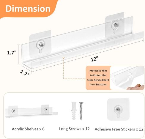 12 حزمة سجل سجل الفينيل ، رف جدار الجدار فينيل ، حامل سجل للعرض والتخزين ، أرفف عائمة للجدار وغرفة المعيشة وغرفة النوم in Kuwait