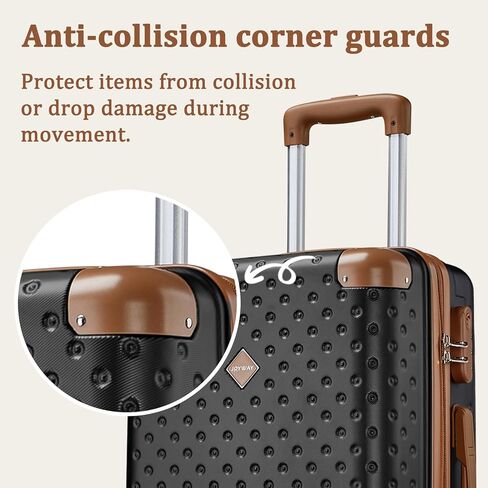 Joyway Carry on Luggage Sets 3 Piece with Spinner Wheels,Hardside 20 Inch Carry-on Suitcase 22x14x9 Airline Approved with Combination Lock, Grey Brown in Kuwait