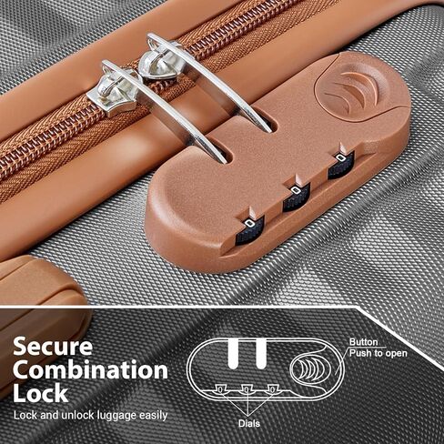 Joyway Carry on Luggage Sets 3 Piece with Spinner Wheels,Hardside 20 Inch Carry-on Suitcase 22x14x9 Airline Approved with Combination Lock, Grey Brown in Kuwait