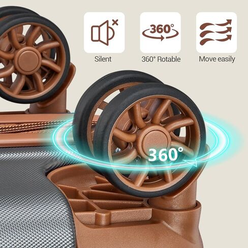 Joyway Carry on Luggage Sets 3 Piece with Spinner Wheels,Hardside 20 Inch Carry-on Suitcase 22x14x9 Airline Approved with Combination Lock, Grey Brown in Kuwait