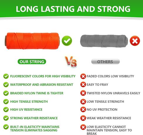 Mason Line Nylon String Line, 250Ft #18 Braided Twine String for Gardening, Garden Tomato String Twine, Premium Construction String Line Level for Masonry Tools, Outdoor Kite String in Saudi Arabia