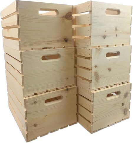 Wilson Large Wooden Pine Crate for Storage and Decoration at Home, Office, Kitchen, Bedroom, and Retail (12.5"x9.625"x17.875") (Set of 3) in Saudi Arabia