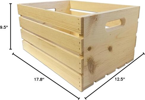 Wilson Large Wooden Pine Crate for Storage and Decoration at Home, Office, Kitchen, Bedroom, and Retail (12.5"x9.625"x17.875") (Set of 3) in Saudi Arabia