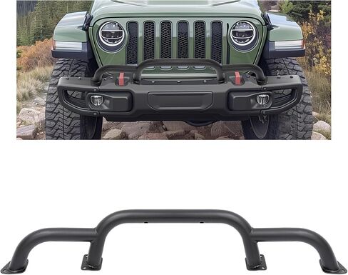 Kuafu Front Bumper Brush Guard Bar Bar Bar متوافق مع 2018-2024 Jeep Wrangler JL Gladiator JT Triple Hoop Pumper Bar Winch & Grille Grille Guard Protector Protection for 82216474aa Steel Powder in Saudi Arabia