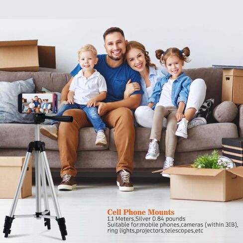 Tripod, Suitable for Cameras, Mobile Video/Live Streaming, Cameras, telescopes, projectors, Circular Lights, with an Extension Height of 1.3 Meters, Silver 0.84 pounds in Saudi Arabia