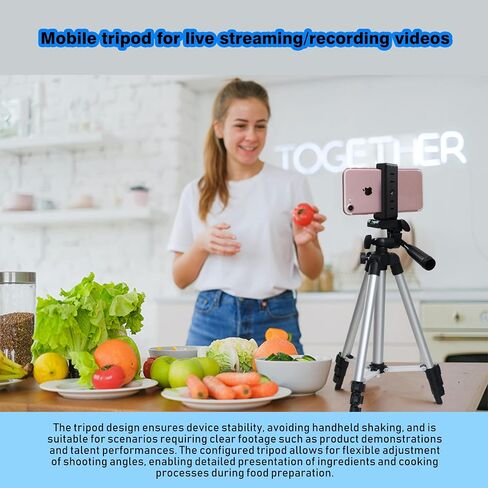 Tripod, Suitable for Cameras, Mobile Video/Live Streaming, Cameras, telescopes, projectors, Circular Lights, with an Extension Height of 1.3 Meters, Silver 0.84 pounds in Saudi Arabia