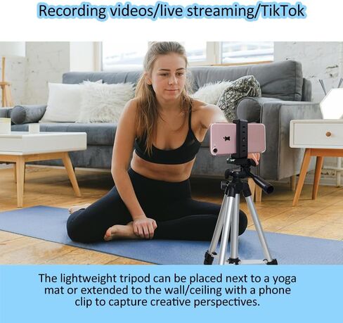 Tripod, Suitable for Cameras, Mobile Video/Live Streaming, Cameras, telescopes, projectors, Circular Lights, with an Extension Height of 1.3 Meters, Silver 0.84 pounds in Saudi Arabia