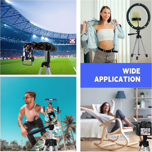 Tripod, Suitable for Cameras, Mobile Video/Live Streaming, Cameras, telescopes, projectors, Circular Lights, with an Extension Height of 1.3 Meters, Silver 0.84 pounds in Saudi Arabia