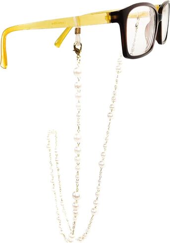 MSource Eyeglass Sunglass Chain Necklace Large Pearl and Gold Lanyard Mask Chain and Cords Gifts with Gift Box for Women, Teen, Elderly in Saudi Arabia