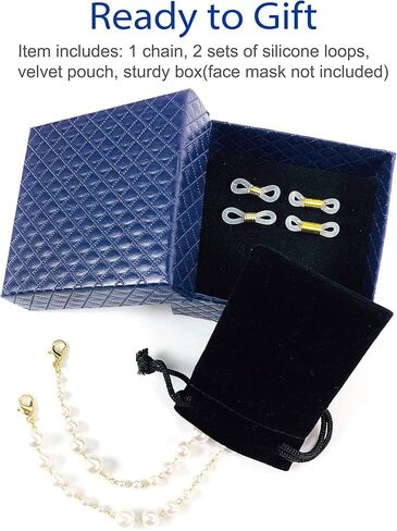 MSource Eyeglass Sunglass Chain Necklace Large Pearl and Gold Lanyard Mask Chain and Cords Gifts with Gift Box for Women, Teen, Elderly in Saudi Arabia