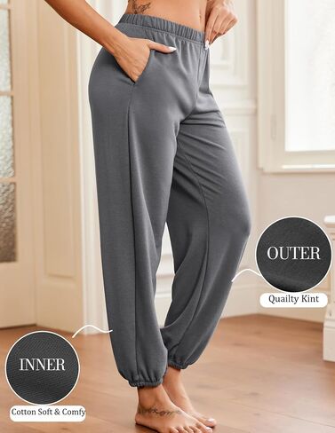 Ekouaer Pajamas Pants, Comfy Lounge Pj Baggy Sweatpants Loose Workout Joggers Pant Sleep Bottoms with Pockets for Women in Saudi Arabia