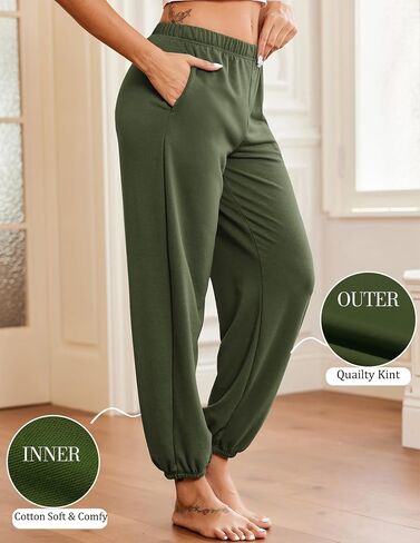 Ekouaer Pajamas Pants, Comfy Lounge Pj Baggy Sweatpants Loose Workout Joggers Pant Sleep Bottoms with Pockets for Women in Saudi Arabia