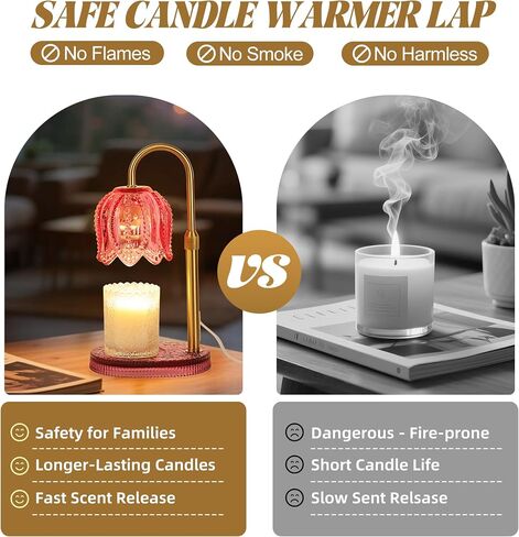 Tulip Candle Warmer Lamp – Vintage Wax Melt Warmer with Timer, Dimmer & Adjustable Height for Jar Candles – Decorative Home Accent for Women, 2 Bulbs Included (Green) in Saudi Arabia