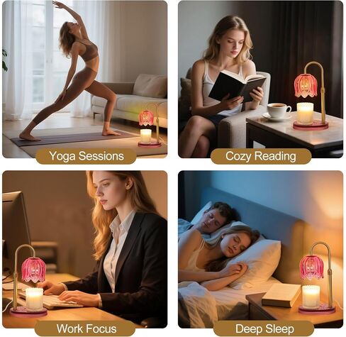 Tulip Candle Warmer Lamp – Vintage Wax Melt Warmer with Timer, Dimmer & Adjustable Height for Jar Candles – Decorative Home Accent for Women, 2 Bulbs Included (Green) in Saudi Arabia