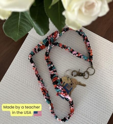 Scrunchie Lanyards for ID Badges and Keys, Cute Teacher Lanyard for Women, Nurses or Cruise, Stretchy Retractable Lanyard in Saudi Arabia