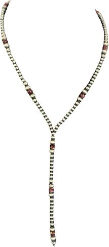 Southwestern 925 Sterling Silver Gemstone with Pearls Bead Lariat Y Necklace. 26 Inches. "Navajo Style" in Saudi Arabia