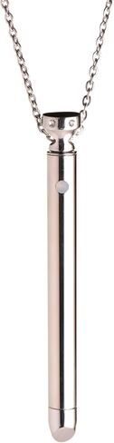 Charmed Silver 7X Vibrating Y Necklace for Women, Sexy Silver Bar Pendant with Chain Necklace, Rechargeable 2-in-1 Necklace Jewelry with Rhinestones in Saudi Arabia
