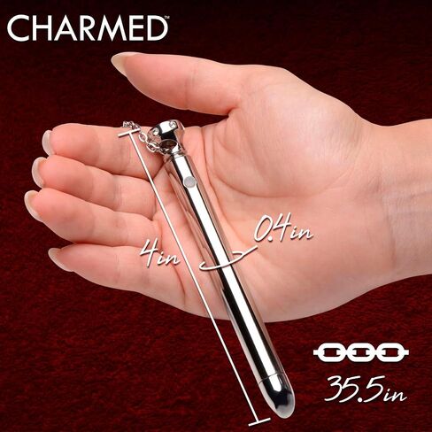 Charmed Silver 7X Vibrating Y Necklace for Women, Sexy Silver Bar Pendant with Chain Necklace, Rechargeable 2-in-1 Necklace Jewelry with Rhinestones in Saudi Arabia
