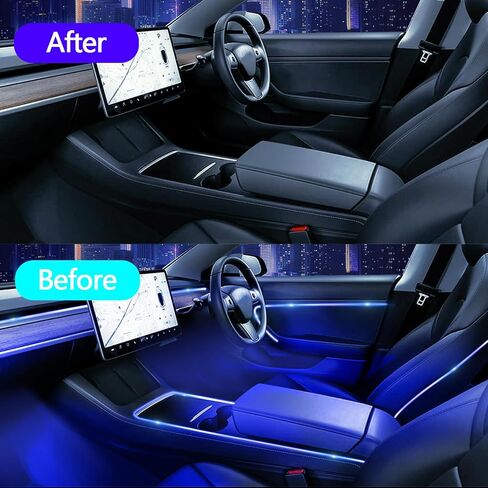 Interior Car Neon Lights Compatible with Tesla Model 3 2021 (Central Position+Gear Position+4Door Contours+4 Foot Lights) Ambient Lighting in Saudi Arabia