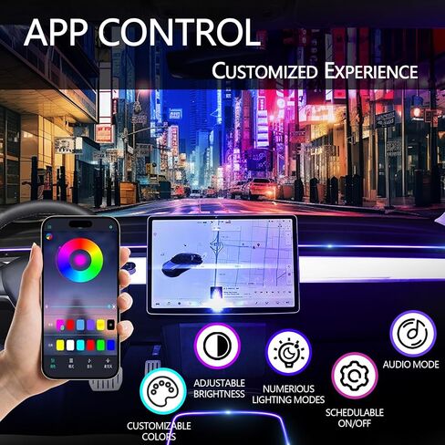 Interior Car Neon Lights Compatible with Tesla Model 3 2021 (Central Position+Gear Position+4Door Contours+4 Foot Lights) Ambient Lighting in Saudi Arabia