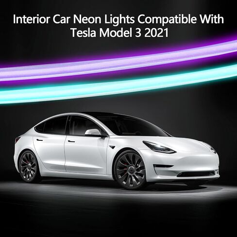 Interior Car Neon Lights Compatible with Tesla Model 3 2021 (Central Position+Gear Position+4Door Contours+4 Foot Lights) Ambient Lighting in Saudi Arabia