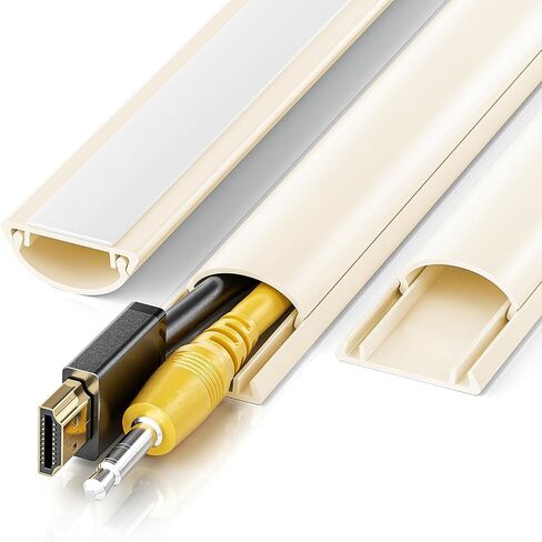 42.5in Cord Cover, Cord Hider for 1-2 Cords, Half Round Cord Covers for Wires on Wall, Adhesive Wire Hiders for TV on Wall, 3xL14.2in, W1.18 x H0.47in, White in Saudi Arabia