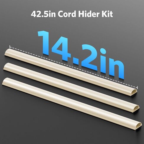 42.5in Cord Cover, Cord Hider for 1-2 Cords, Half Round Cord Covers for Wires on Wall, Adhesive Wire Hiders for TV on Wall, 3xL14.2in, W1.18 x H0.47in, White in Saudi Arabia