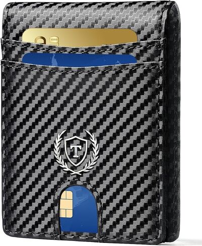 Personalized Gifts Slim Minimalist RFID Leather Wallet for Men,Custom Initial Carbon Fiber Travel Credit Card Holder Wallets Anniversary Christmas Birthday Gift for Men Dad Husband Boyfriend, M in Kuwait