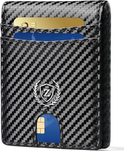 Personalized Gifts Slim Minimalist RFID Leather Wallet for Men,Custom Initial Carbon Fiber Travel Credit Card Holder Wallets Anniversary Christmas Birthday Gift for Men Dad Husband Boyfriend, M in Kuwait