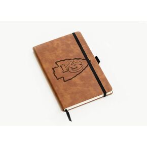 Rico Industries NFL Kansas City Chiefs Brown Laser Engraved Small Notepad Jounral/Notepad 8.25" x 5.25"- Office Accessory