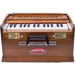 هارمونيوم محمول، مسرحيات مهراجا الموسيقية، صغير، 2 1/4 أوكتاف سابتاك، 3 طيات أسفل، 17 × 10 × 10 بوصة، مقبض، حقيبة، رفيق يوجا كيرتان، تحقق من الفيديو للحصول على صوت مذهل، أداة هارمونيوم مصنوعة يدويًا، -PH1 in Kuwait