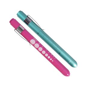 Aokin Pen Light with Pupil Gauge, Reusable LED Penlight Medical for Doctor Nurse Diagnostic etc, White Light, Purple and Teal