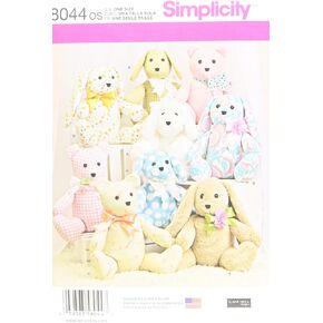 Simplicity US8044OS Children's Stuffed Animal Toy Sewing Pattern, One Size