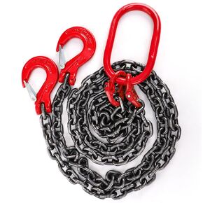 SOUJOY Lifting Chain Sling, 5/16 Inch x 5 Ft Double Leg Lifting Chains with Grab Hooks, 3 Ton G80 Alloy Steel Heavy Duty Engine Chain Hoist Lifts for Cargo Security Towing and handling