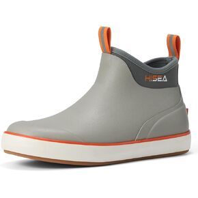 HISEA Men’s Fishing & Deck Boots Waterproof Rubber Rain Boots Anti-Slip Ankle Boot with Breathable Neoprene Lining