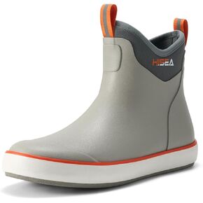 HISEA Men's Ankle Deck Boot Waterproof Fishing Rain Boots for Men