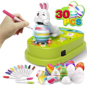 Engfa Easter Egg Decorating Kit, Bunny Spinner with 12 Markers, 30 Plastic Eggs & Slings