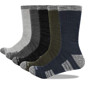 Mens Moisture Wicking Cotton Casual Athletic Crew Socks Padded Work Socks for Men Size 9-11/10-13, 5 Pairs