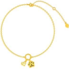 14K Solid Gold Dog Paw Bracelet for Women Infinity Heart Bracelets for Pet Lovers Dog Bracelets for Women Puppy Dog Cat Pet Paw Print Bracelets Heart Bracelets for Women