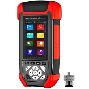 OTDR Fiber Optic Tester SM 1310/1550nm 24dB/22dB, Multi-Function Tester OPM/OLS/RJ45 Test/Event Map/VFL Test Rang 10m-60Km Compatible with SC FC ST APC Adapters for Fiber Optic Testing