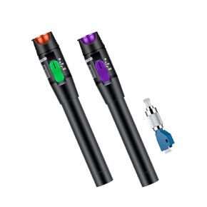 2Pcs Visual Fault Locator 30mW 30KM +FC/LC Adapter Kit, Single Mode 9/125um Adapter, Optic Cable Tester Meter for Telecommunications Engineering Maintenance