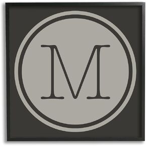 Stupell Industries Modern M Initial Circular Elevator Key Shape Framed Wall Art
