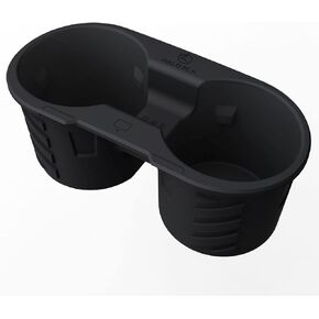 Center Console Cup Holder Insert for 2021-2024 Tesla Model Y & 2021-2023 Model 3 [Not Fit for 2024 Model 3 Highland], Removable & Washable Food Grade Silicone with Key Card Design (Black)