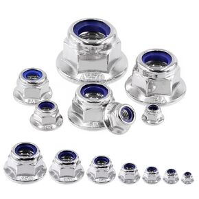 Hilitchi 30Pcs M4 304 Stainless Steel Serrated Flange Nuts Metric Hex Lock Nuts Bright Finish Hex Flange Nuts Kit