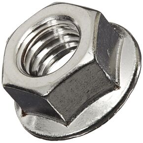 18-8 Stainless Steel Hex Flange Nut, Plain Finish, Self-Locking Serrated Flange, ASME B18.2.2, 5/16"-24 Threads, 1/2" Width Across Flats, 9/32" Overall Height (Pack of 25)