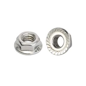 #10-32 Serrated Flange Nut Hex Lock Nuts, Stainless Steel 304, Plain Finish, Quantity 25
