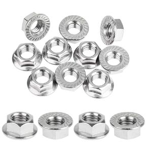 10 Pieces 1/2"-13 Stainless Hex Flange Nuts, Stainless Steel (304) 18-8 Flange Nuts
